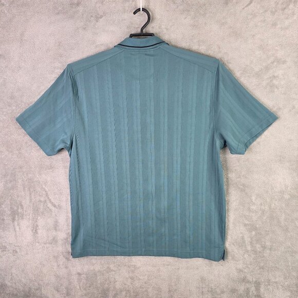 Mens Arrow Performance Teal Striped Polo Shirt Short Sleeve 100% Polyester XL - Picture 4 of 7